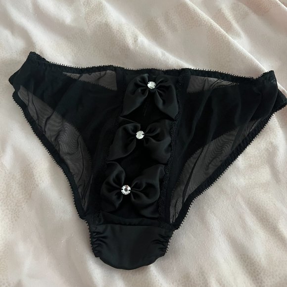 Victoria's Secret Sexy Little Things black Bow Cheekini panties size small nwot - Picture 3 of 8
